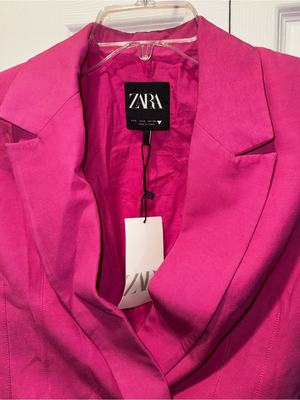 Zara Cropped Blazer in Bright Fuchsia - Picture 2 of 5